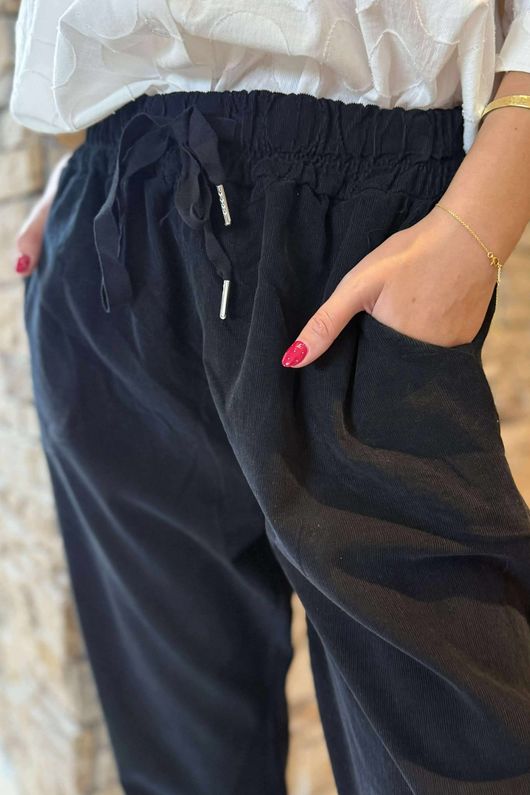 Made in Italy Baby Cord Classic Slim Jogger Black